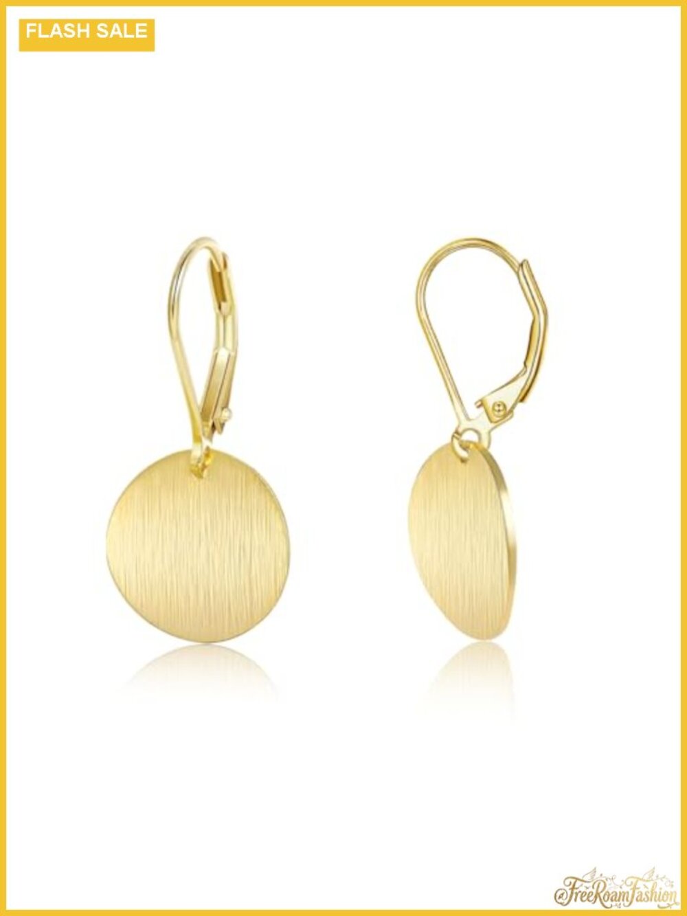 14K Gold Plated Coin Dangle Earrings Hypoallergenic Sterling Silver Post Lever
